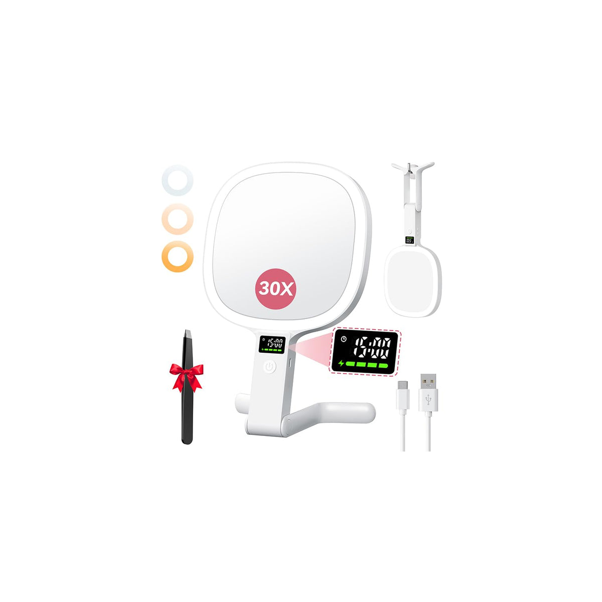 Auxmir 30X 1X Travel Makeup Mirror with Lights LED Display 3 - Auxmir Official Imagery - 1
