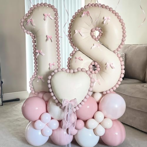 40 Inch Beige Number 1 Balloon for Fun to be One 1st Birthday - Product Imagery