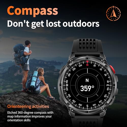 Mens Smart Watch for Android Phones and iPhone,Military Sport - Product Imagery