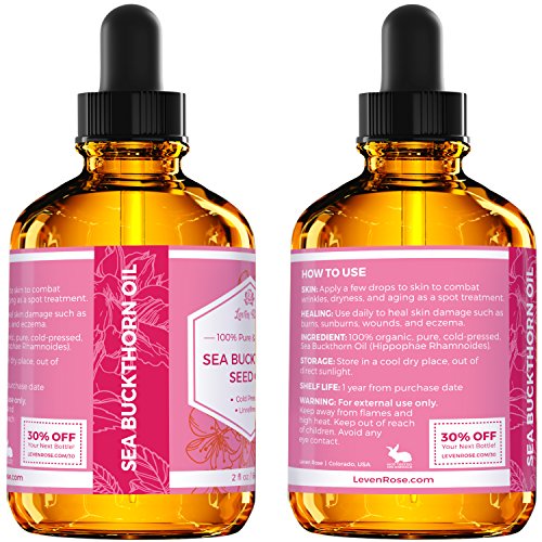 Leven Rose Sea Buckthorn Seed Oil, 100% Pure Unrefined Cold - Product Imagery