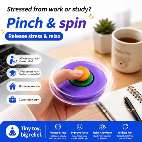 3D Printed Press-Rotating Fidget Spinner Toy, Mechanical Kinetic - Product Imagery