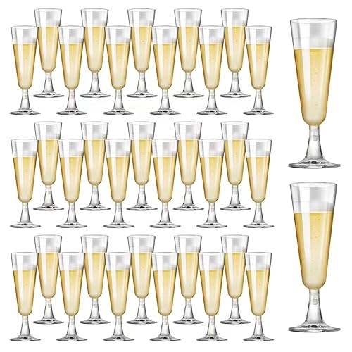 Plastic Champagne Flutes 40 Pack Disposable Champagne Glasses - Product Imagery