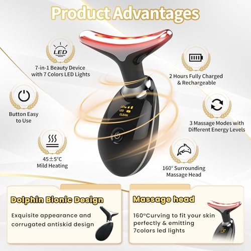 Portable Face Beauty Device, 7 Color Portable Face Massager Tool - Product Imagery