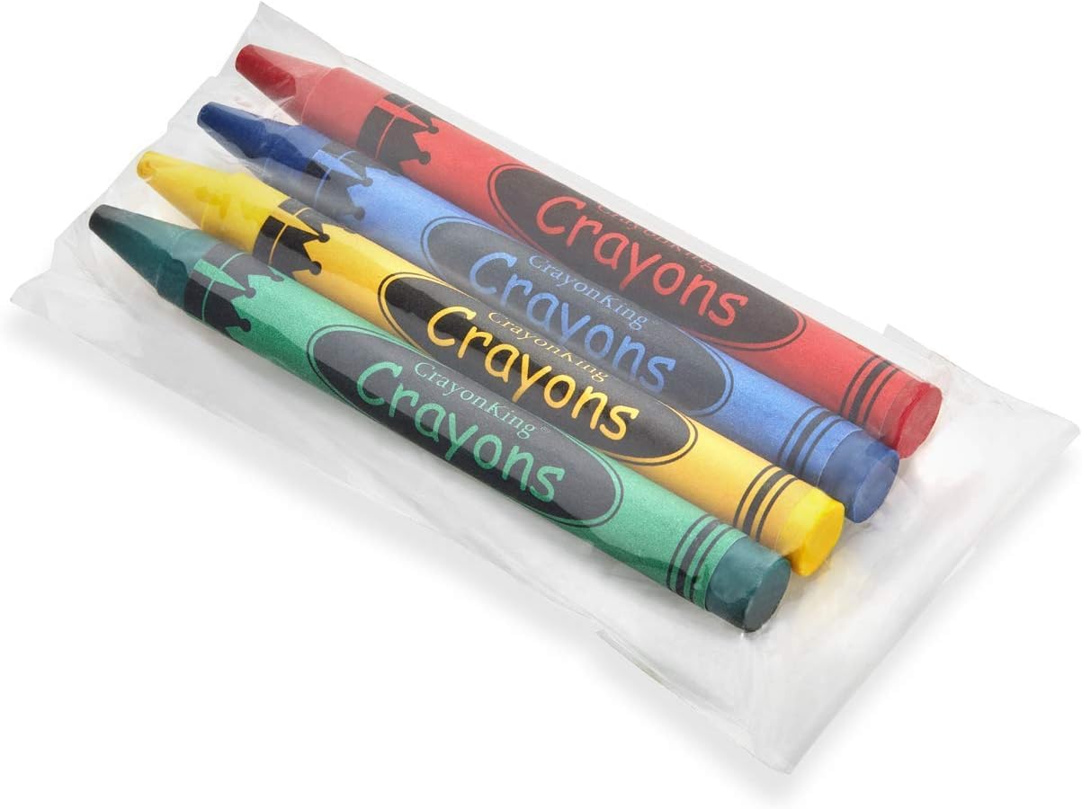CrayonKing 100 Bulk Crayons, 25 Individually Wrapped 4-Packs - Product Imagery