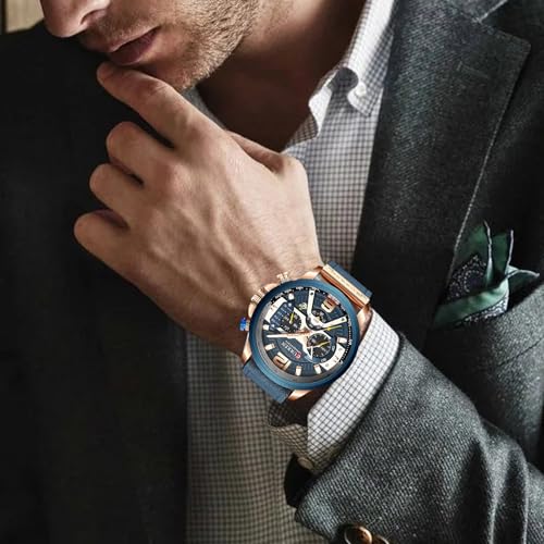 FANMIS Mens Luxury Watches Business Chronograph Dress Leather - Product Imagery