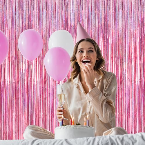 2 Pack Glitter Pink Backdrop, 3.28 FT x 7.05 FT Birthday Party - Product Imagery