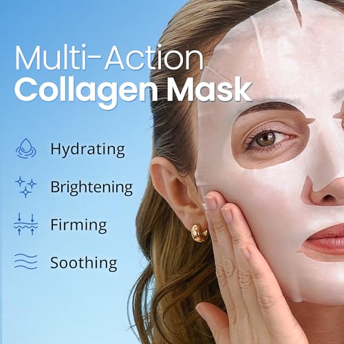 Ebanel 10-Pack Collagen Face Mask with Hyaluronic Acid, Vitami... - Product Imagery
