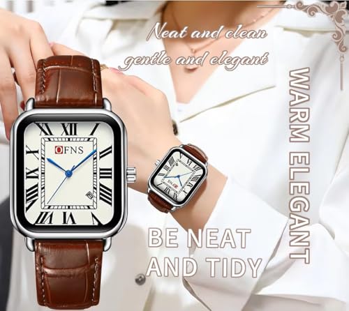 Men Women Retro Square Quartz Watch Business Casual Roman - Product Imagery
