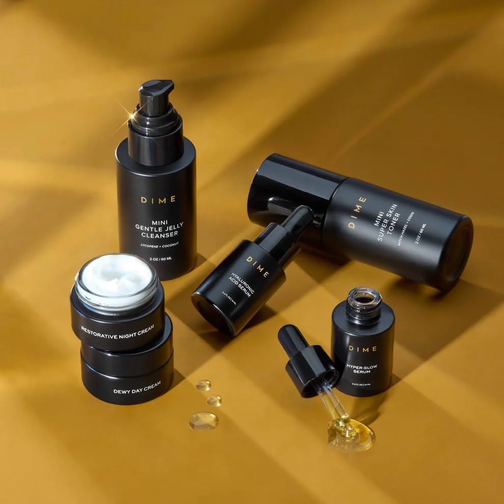 DIME Beauty The Works Discovery Set - 6-Piece Skincare Kit - Product Imagery