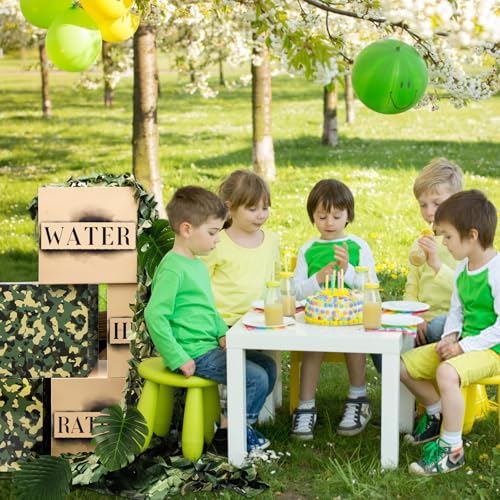 19 Pcs Camo Boxes Decor Army Party Decorations for Jungle Camo - Product Imagery