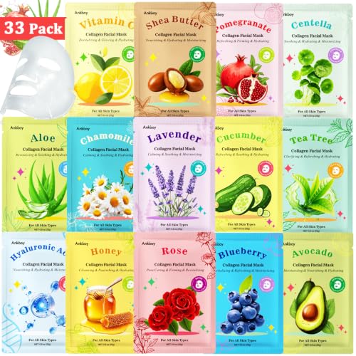 ANKOOY 33 Pack Face Masks Skincare Gifts for Teens Girls - Product Imagery