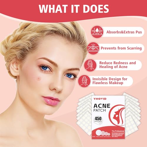 450 Pimple Patches for Face, Hydrocolloid Acne Patches for Zit - Product Imagery