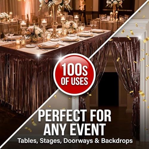 Anderson's Vinyl Brown Fringe, 15" x 10' Shiny Decorative Trim - Product Imagery
