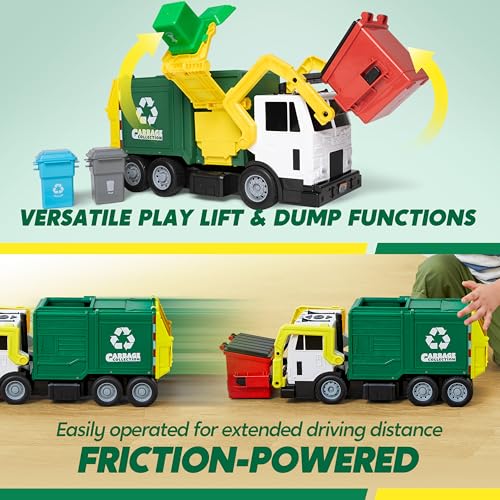 JOYIN Large Friction Powered Garbage Truck Toy Set, Includes 1 - Product Imagery
