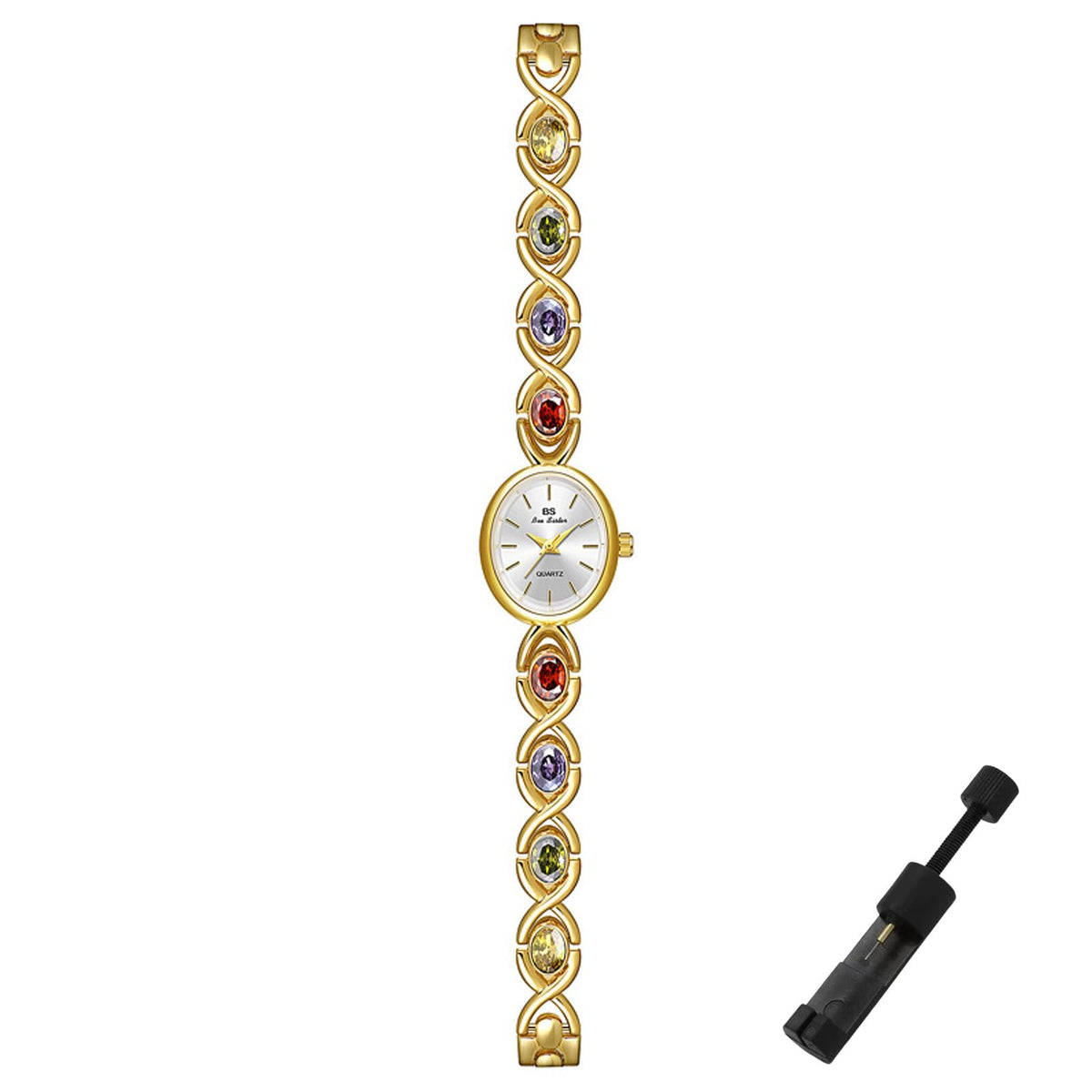 Gold Dainty Colorful Crystal Bracelet Watch for Women - Dacdyi Official Imagery - 1