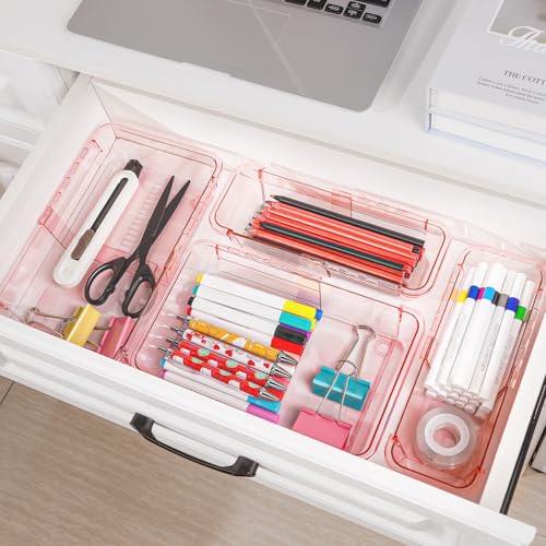 25 Pcs Clear Drawer Organizer, Adjustable Drawer Storage Box, - Product Imagery