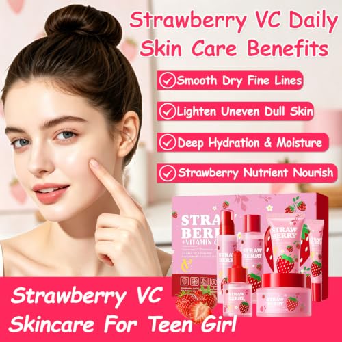 Strawberry VC Skin Care Set,Routine Spa Gift Set for Teen & Kid - Product Imagery