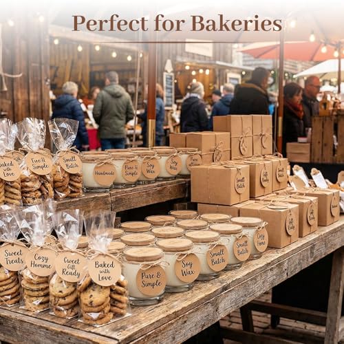 Round Kraft Gift Tags with String, 160 Pack 2.2 inch - Product Imagery