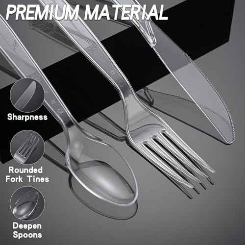 100 Count Plastic Silverware Heavy Duty 50Forks50Spoons - Product Imagery