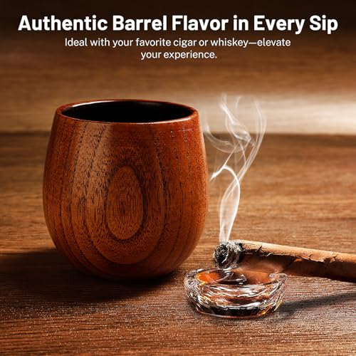 Charred Wooden Whiskey Tumbler – Bourbon Glass for Men | Unique - Product Imagery