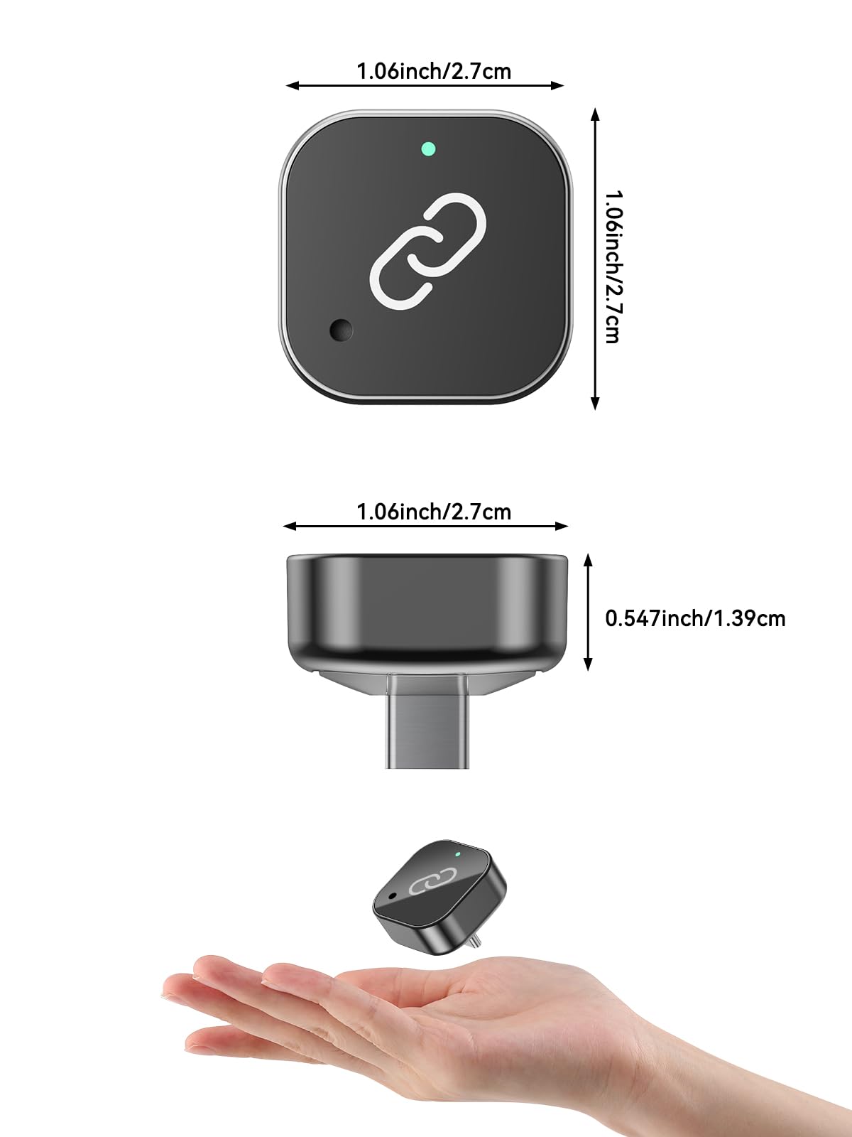 Hyphoon 2-in-1 Wireless CarPlay Adapter USB C for Factory Wired C by Hyphoon - Angle View 7