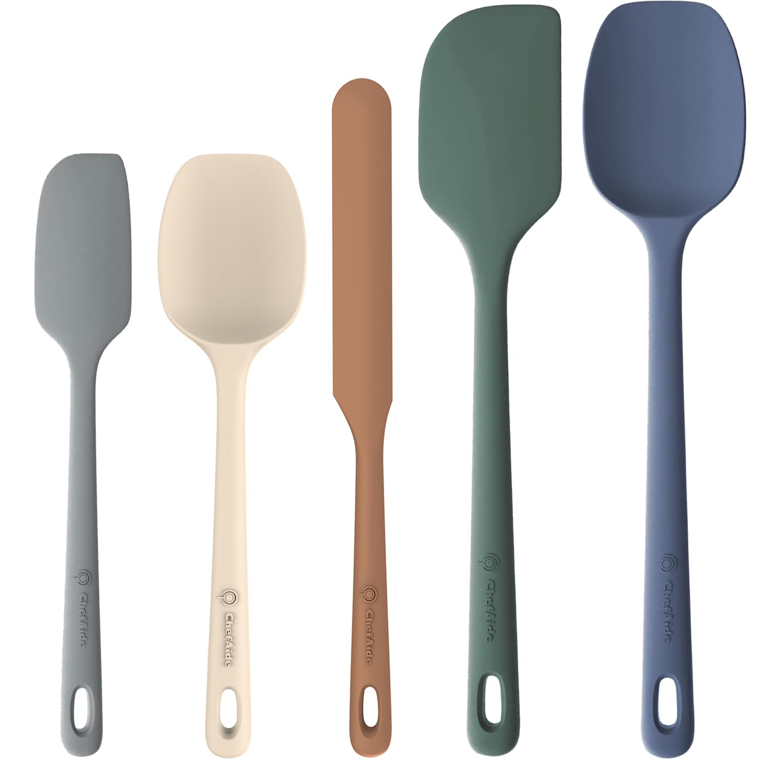 ChefAide 5 Pieces Silicone Spatulas Set, Heat Resistant Rubber Spatula - ChefAide Official Product View 1
