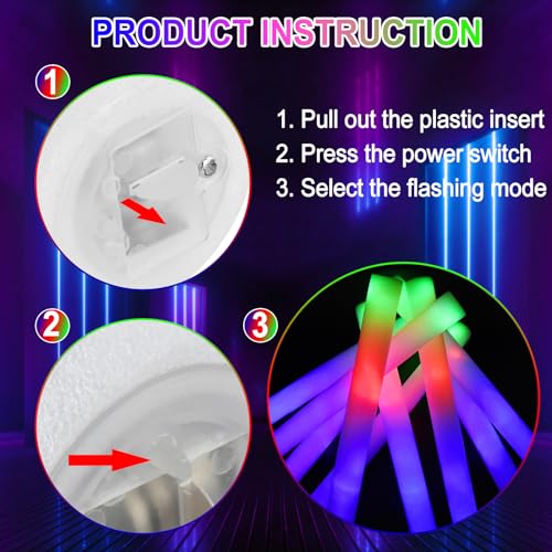 Glow Sticks Bulk, 20 Pack LED Light Up Foam Sticks 3 Modes Color - Product Imagery