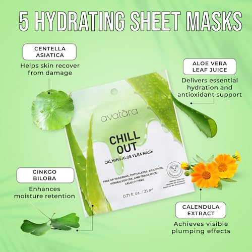 Avatara Chill Out Facial Mask 5 Sheets, Hydrating Mask, Sheet - Product Imagery