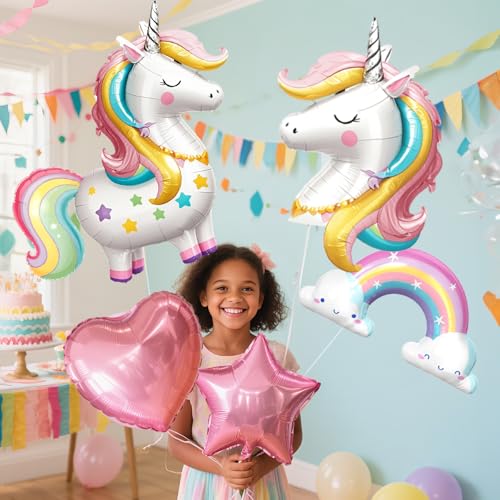 5 Pack Self Standing Unicorn Balloons Bulk, 4D Self-designed - Product Imagery