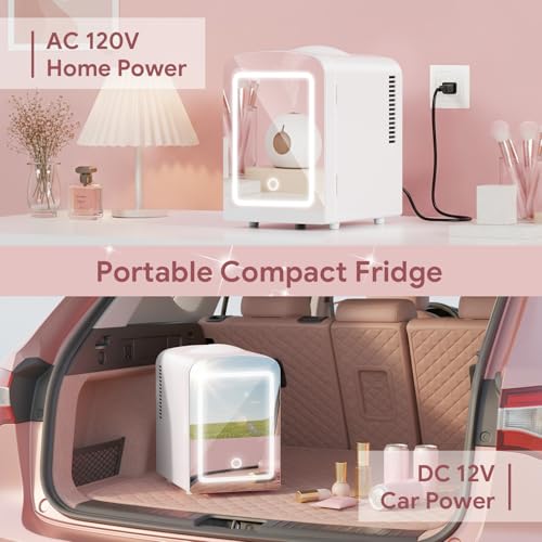 Xbeauty 4L Mini Skincare Fridge With Dimmable LED Mirror - Product Imagery