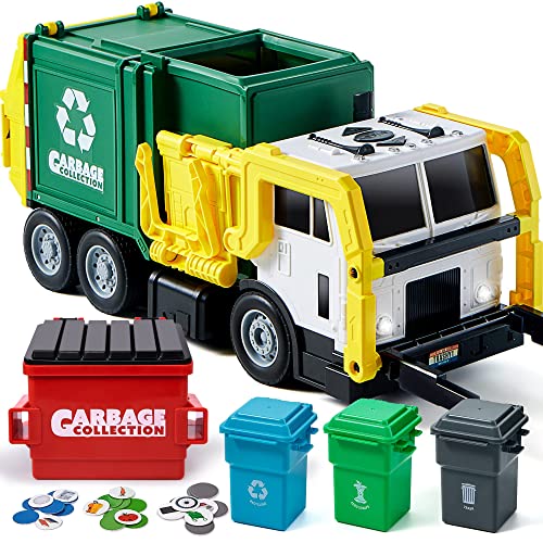 JOYIN Large Friction Powered Garbage Truck Toy Set, Includes 1 - Product Imagery