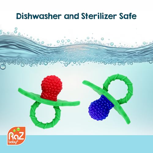 RaZbaby RaZberry Silicone Baby Teether Toy - Berrybumps Soothe - Product Imagery