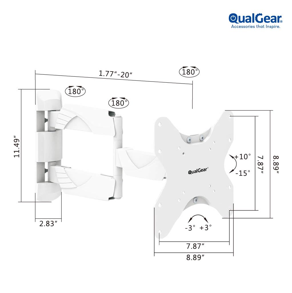 QualGear Qg TM 005 WHT 23 Inch to 42 Inch Premium Quality - QualGear Official Imagery - 4