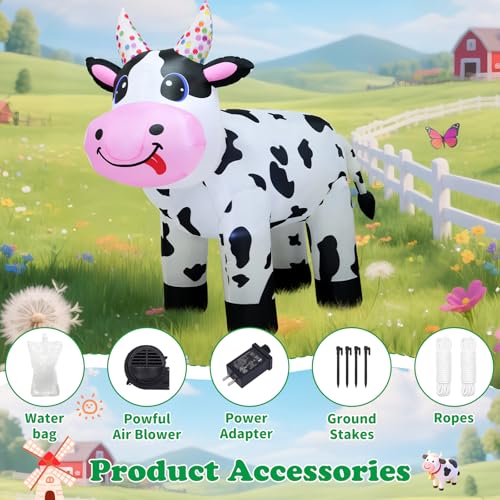 4FT Christmas Spring Farm Ranch Inflatable Cute Farm Cow Blow up - Product Imagery