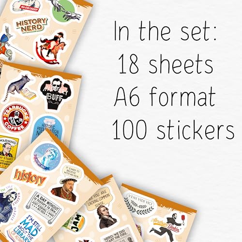100Pcs History Stickers - History Gifts, Party Supplies - Vinyl - Product Imagery