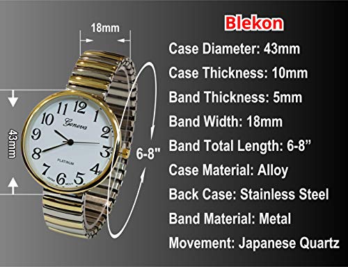 Super Large Face Easy to Read Two-Tone Stretch Band Watch - Product Imagery