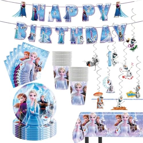 70 Psc Frozen Birthday Party Supplies Set, Pink Theme, with - Product Imagery