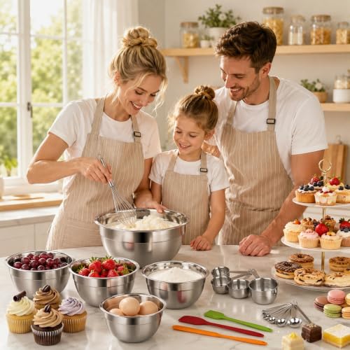 WEPSEN Mixing Bowls with Lid Set, 25PCS Kitchen Utensils Metal - Product Imagery
