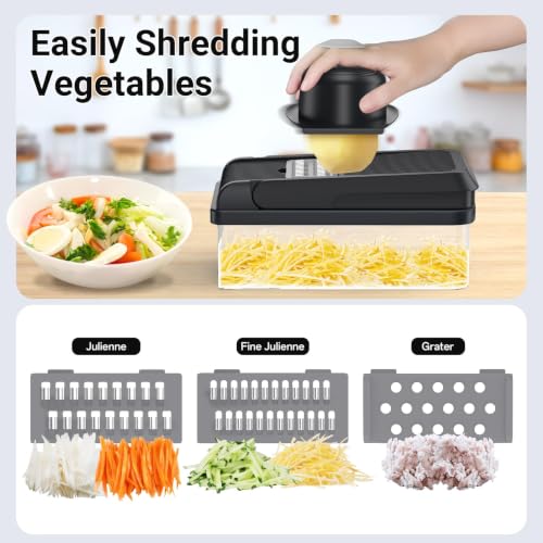 12-in-1 Vegetable Chopper with 7 Blades, Food Veggie Cutter, - Product Imagery