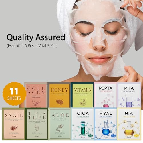 11 Combo Pack A+B Vital & Essential Face Mask Sheet 11 Types - Product Imagery