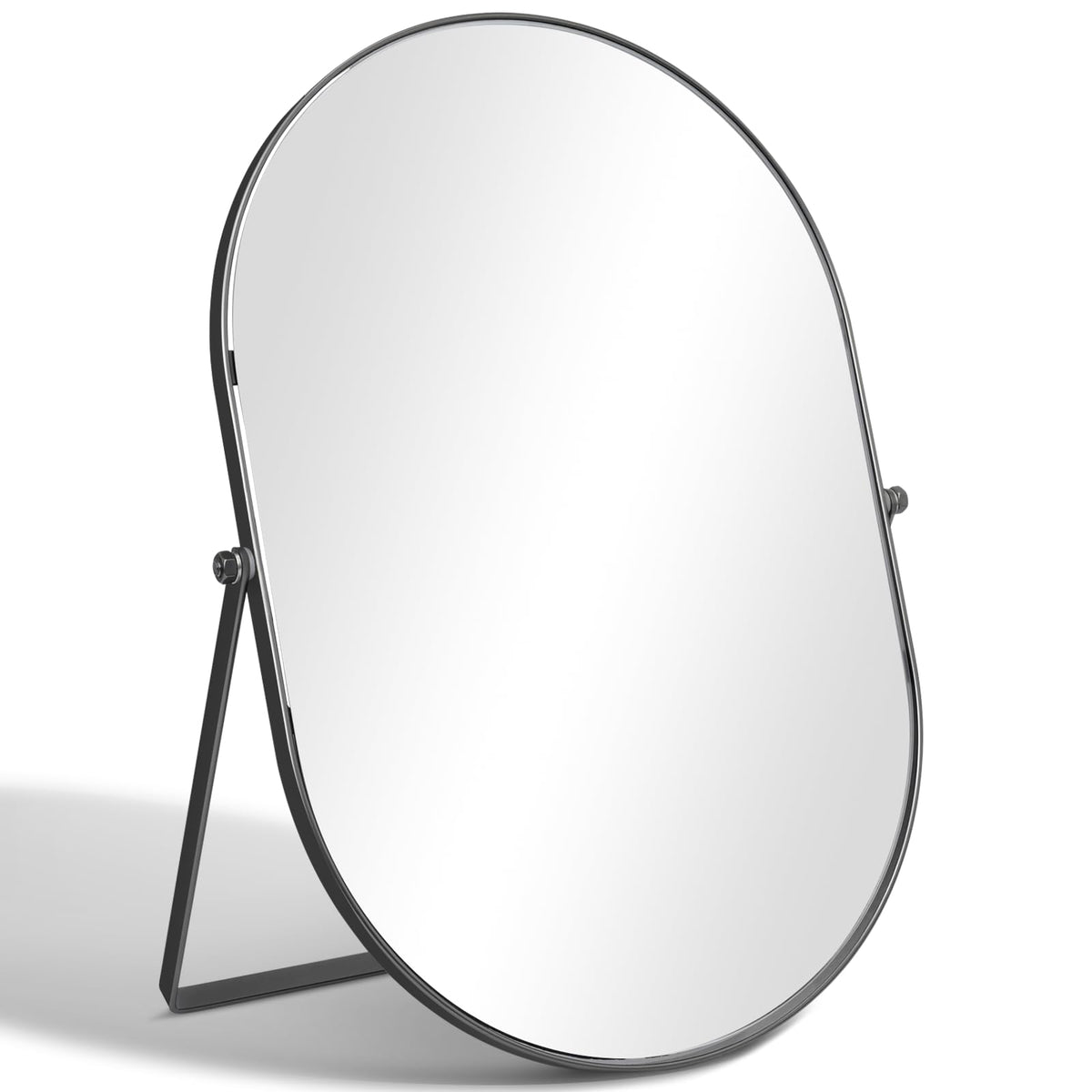 Vanity Desk Table Mirror with Stand and Metal Frame 8 x 12 - QEEYON Official Imagery - 1