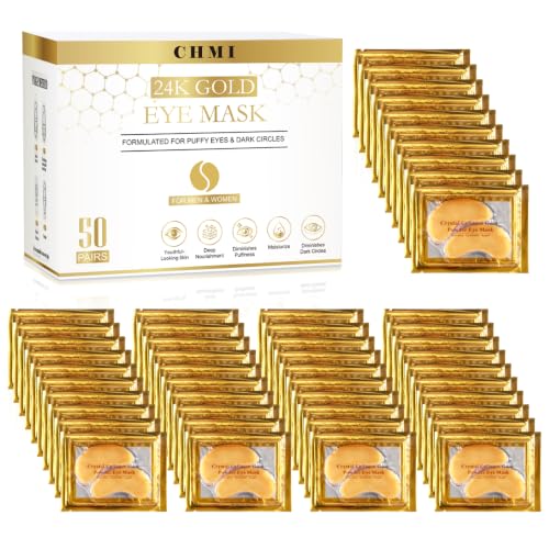 24K Gold Under Eye Patches 50 Pairs Collagen, Dark Circles, - Product Imagery