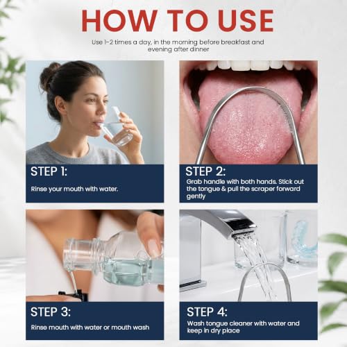 Tongue Scraper Cleaner (2 Pcs) Best Stainless Steel Tongue - Product Imagery