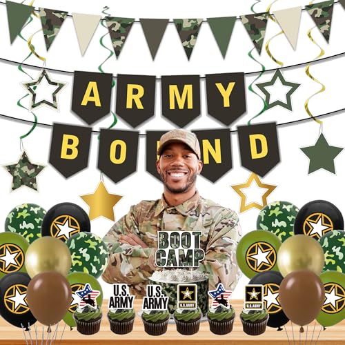Holkcog Army Party Decorations, Green Military Themed Birthday - Product Imagery