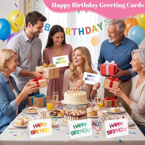 Gueevin 200 Pcs Happy Birthday Cards Bulk with Envelopes & - Product Imagery