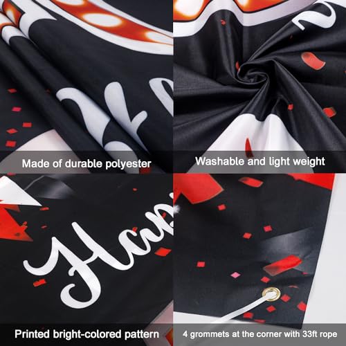 JOYKY Out Single Digits I’m 10 Banner, Red Black Happy 10th - Product Imagery