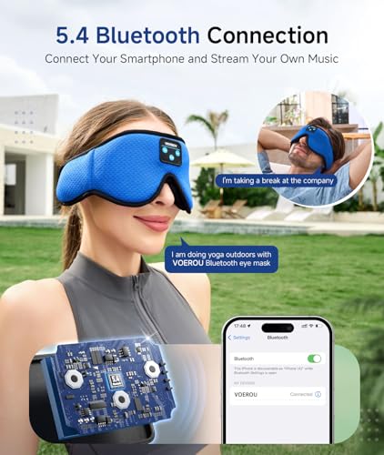 Voerou Sleep Mask Bluetooth 5.4 Headphones, Eye Masks for - Product Imagery