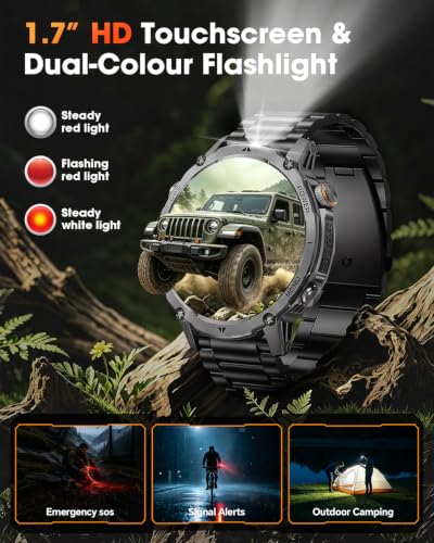 GPS Smart Watch for Men, 100-Day Battery, Bluetooth Call with - Product Imagery