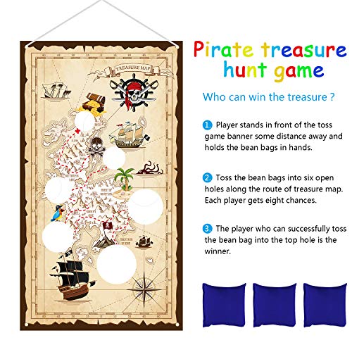 Blulu Halloween Pirate Bean Bag Toss Game, 3 Bags, Pirate Party - Product Imagery