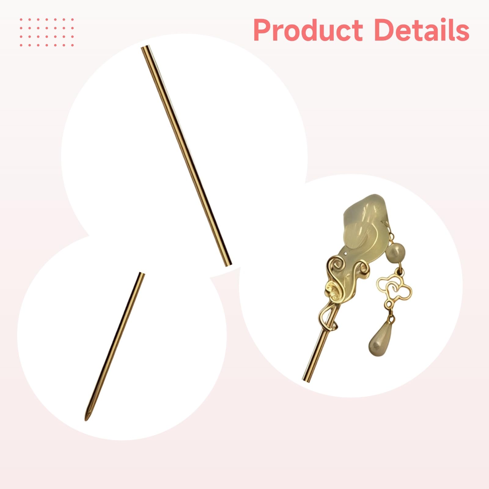 Chinese Hair Sticks with Auspicious Clouds and Faux Pearl, New Chinese Style Hair Pin for Women, Golden Hair Chopsticks for Women, 7.1 in / 18 cm, for Hanfu, Gift Box Package